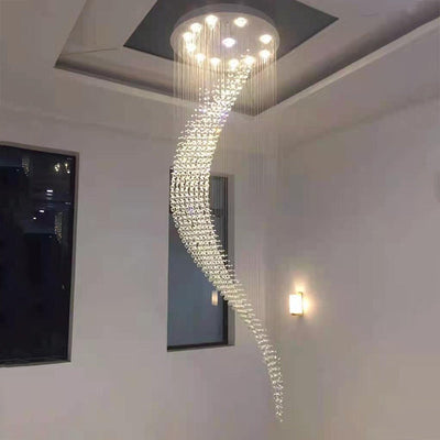 Crystal Luxury Golden Spiral Chandelier