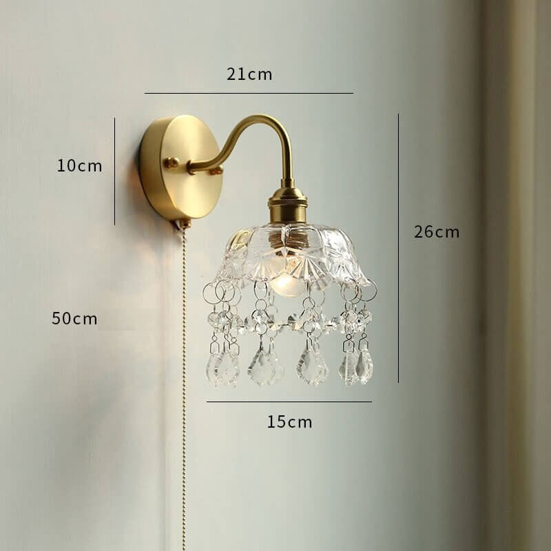 Pull chain store wall light