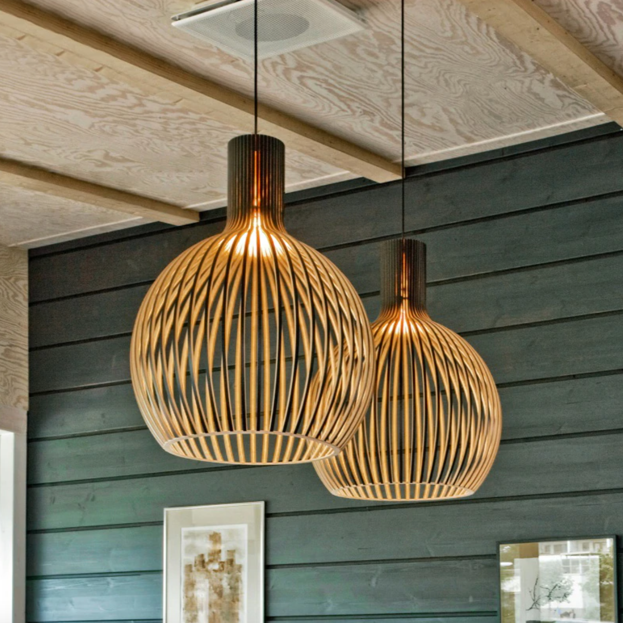 Wooden Birdcage Pendant Lamp