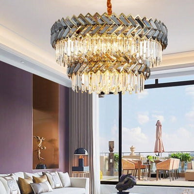 Luxurious Crystal Spiral Crown Chandelier