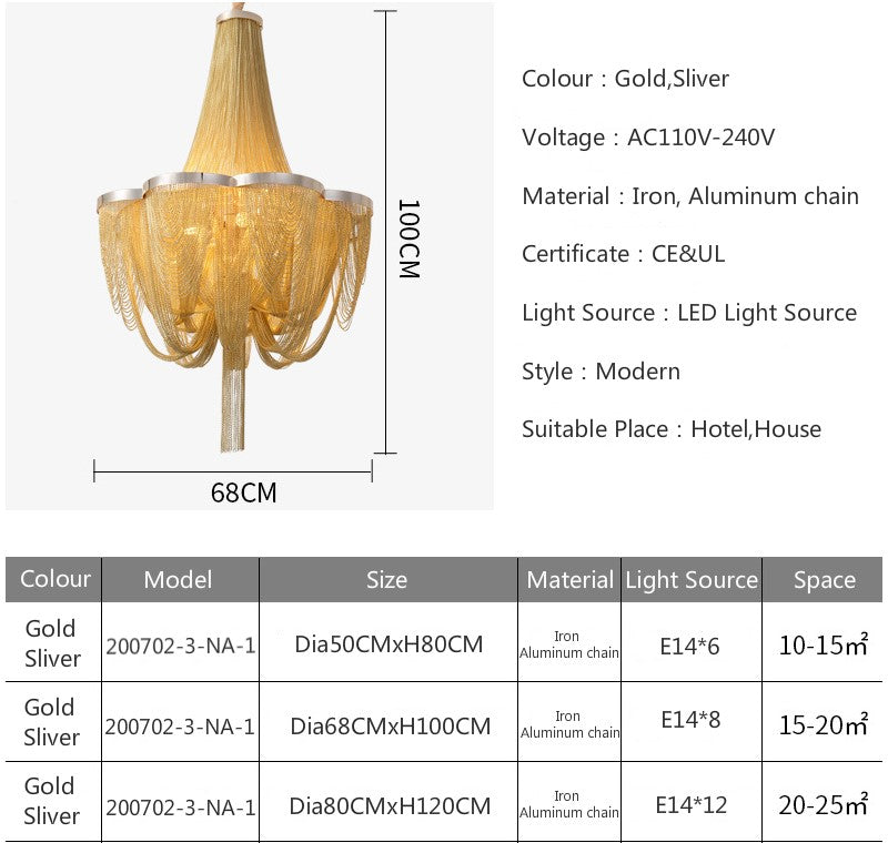 Luxurious Modern Style Golden Fringe Chandelier