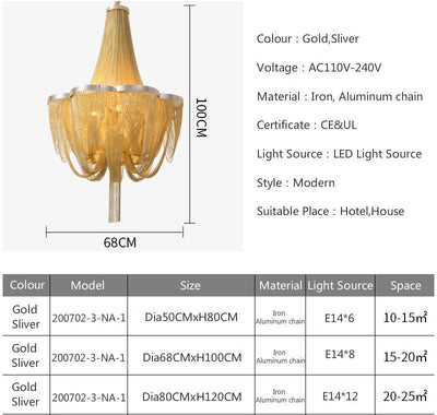 Luxurious Modern Style Golden Fringe Chandelier