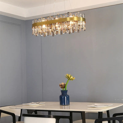 Luxurious Crystal Golden Amber Chandelier