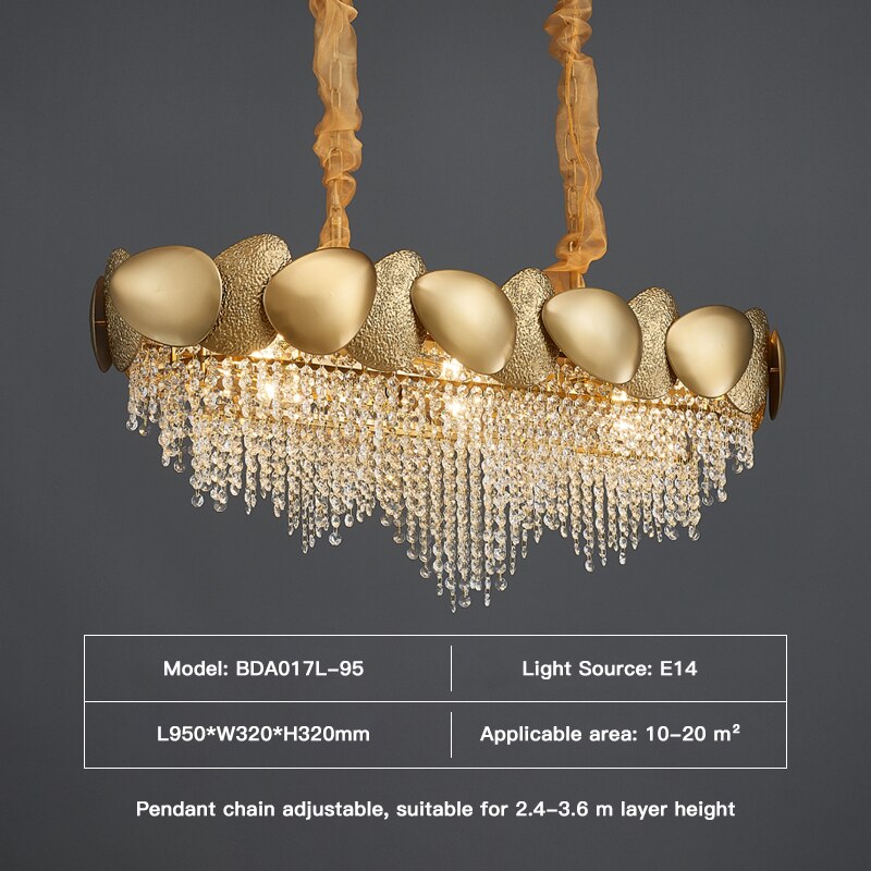 Luxurious Crystal Golden Curtain Chandelier