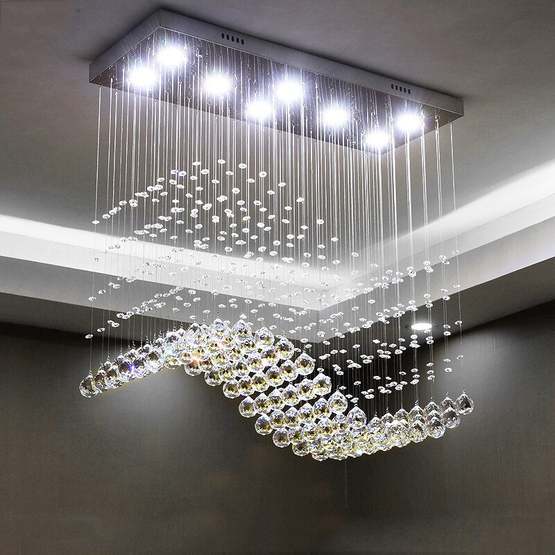 Luxurious Crystal Golden Wave Chandelier