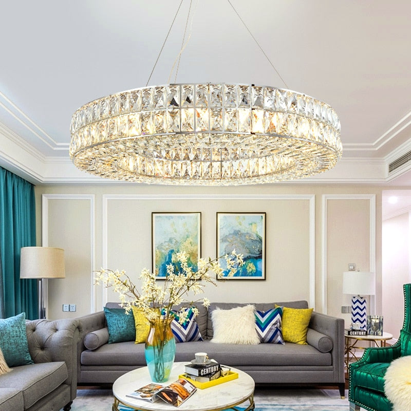 Luxurious Stainless Steel Golden Crown Chandelier