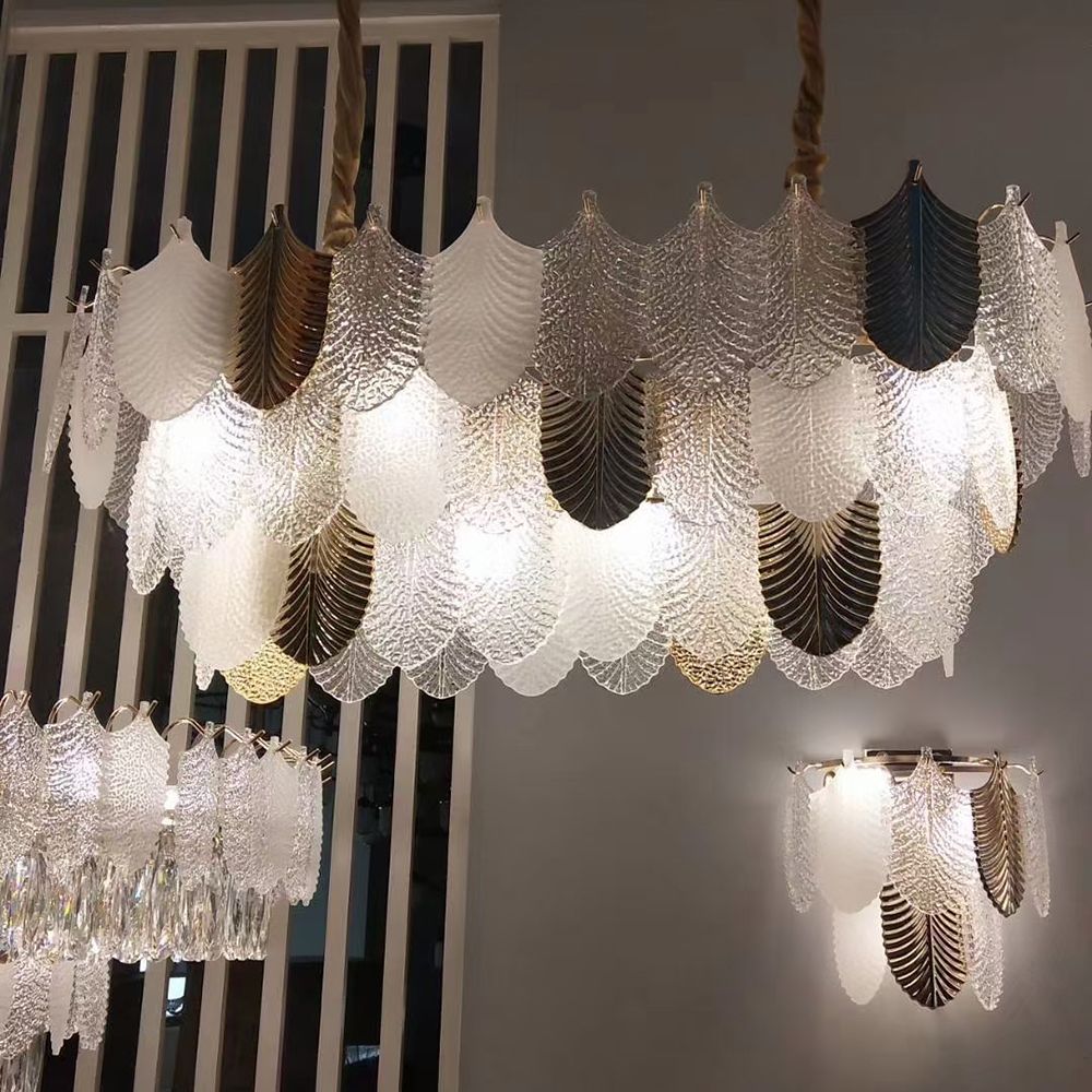 Luxurious Postmodern Golden Feathers Chandelier