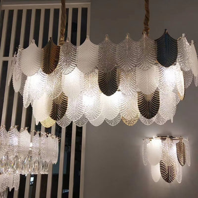 Luxurious Postmodern Golden Feathers Chandelier