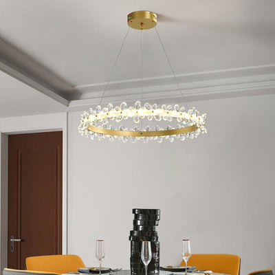 Luxurious K9 Crystal Flowery Halo Chandelier