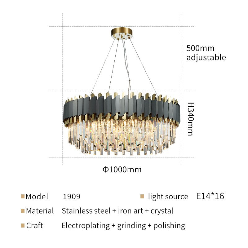 Luxurious Crystal Matt Circle Chandelier