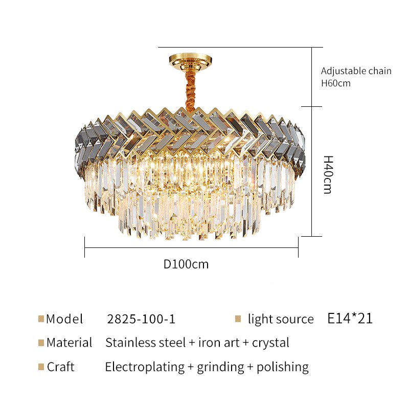 Luxurious Crystal Spiral Crown Chandelier