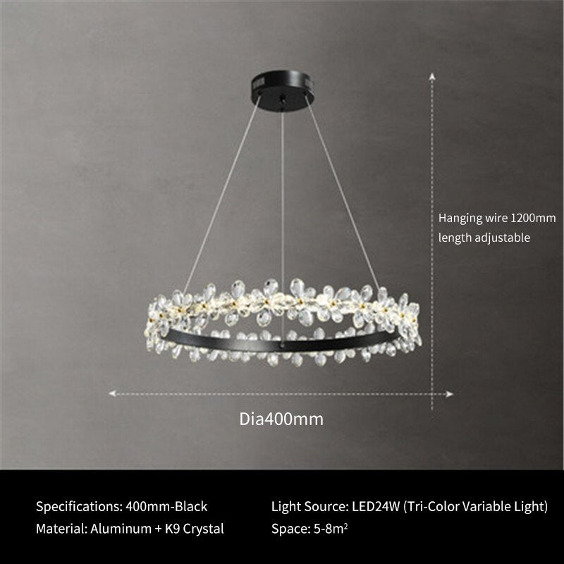 Luxurious K9 Crystal Flowery Halo Chandelier