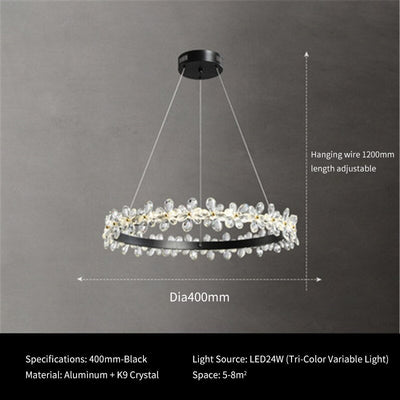 Luxurious K9 Crystal Flowery Halo Chandelier