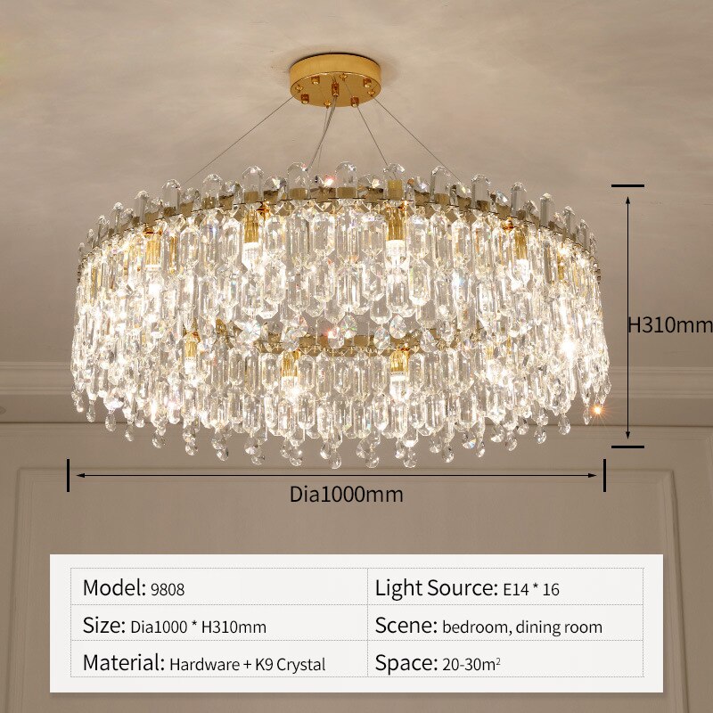 Luxurious Crystal Golden Diadem Chandelier