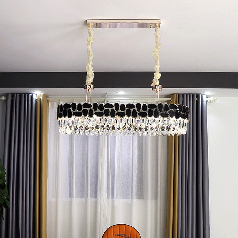 Modern Crystal Black Art Deco Chandelier