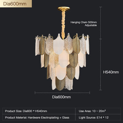 Luxurious Postmodern Golden Feathers Chandelier