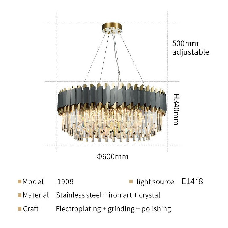 Luxurious Crystal Matt Circle Chandelier