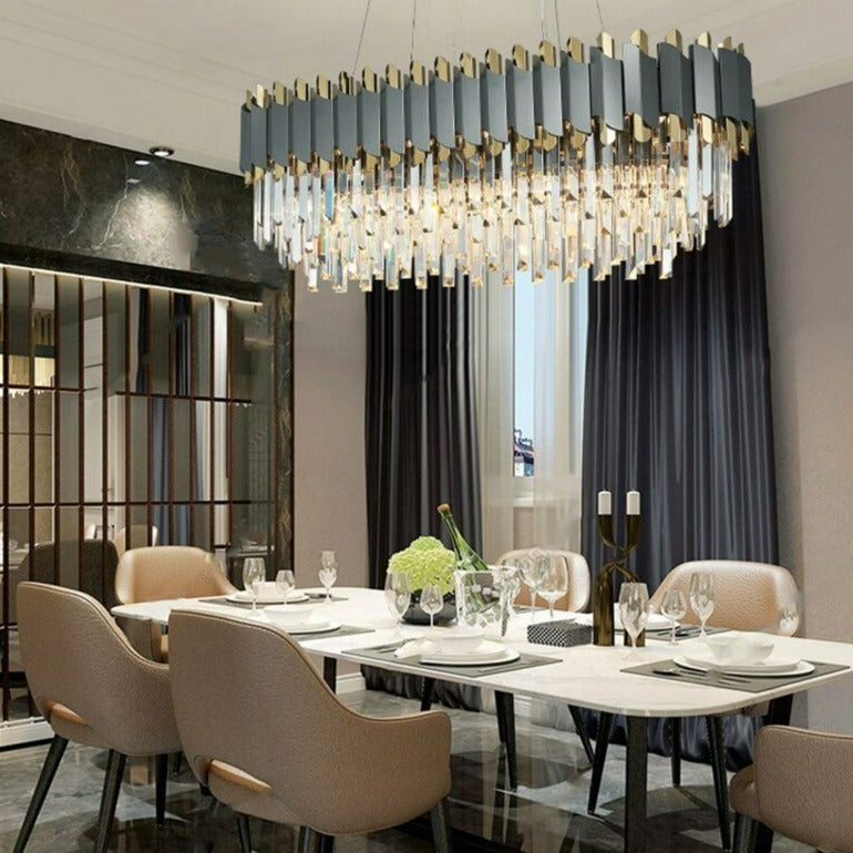 Luxurious Crystal Matt Black Chandelier