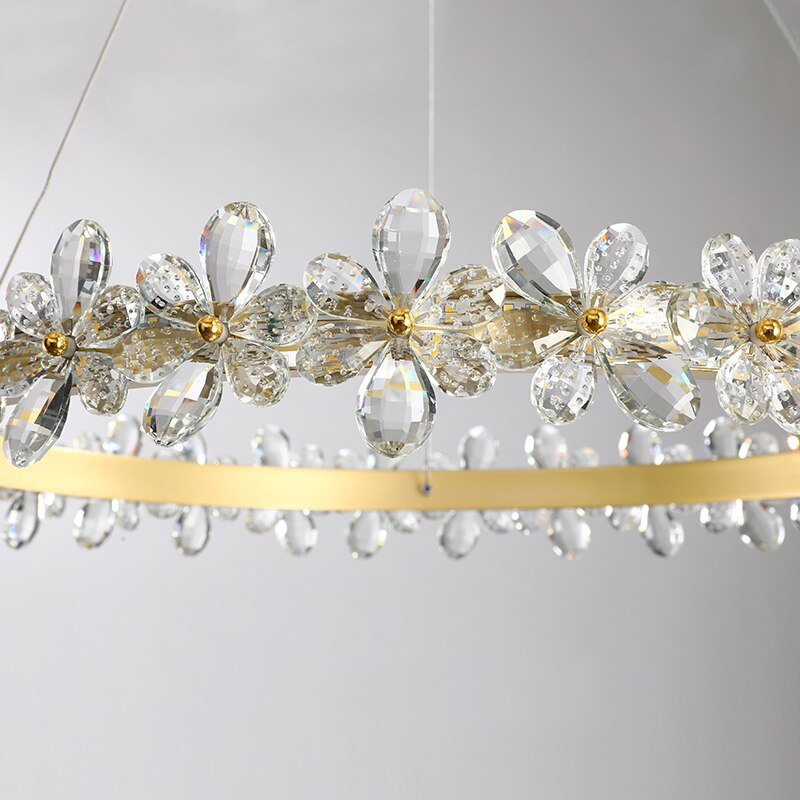 Luxurious K9 Crystal Flowery Halo Chandelier