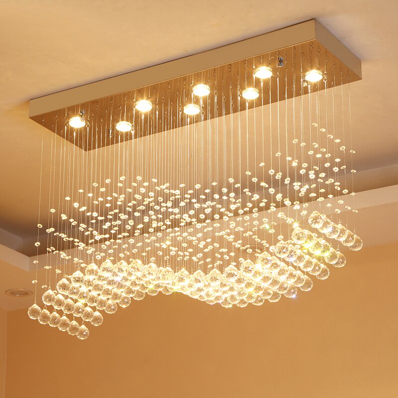 Luxurious Crystal Golden Wave Chandelier