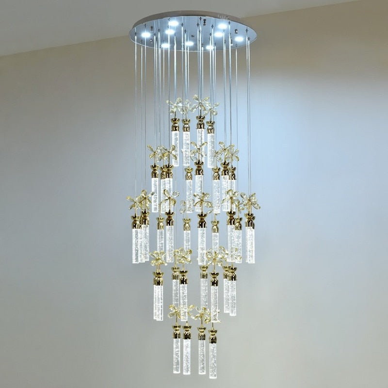 Luxurious Cyrstal Golden Helix Chandelier