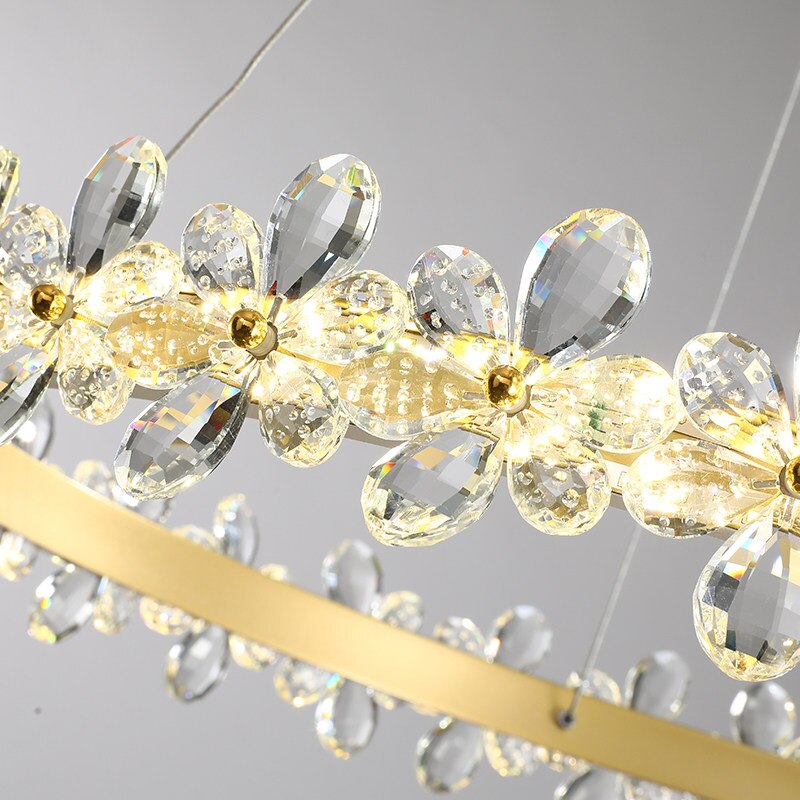 Luxurious K9 Crystal Flowery Halo Chandelier