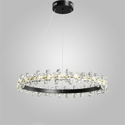 Luxurious K9 Crystal Flowery Halo Chandelier