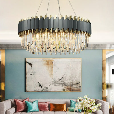 Luxurious Crystal Matt Circle Chandelier