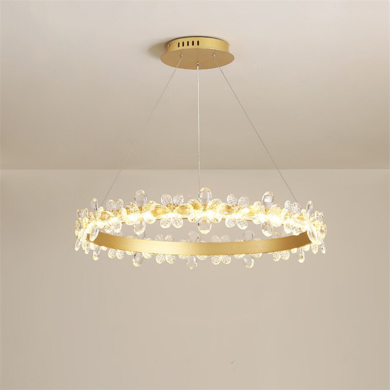 Luxurious K9 Crystal Flowery Halo Chandelier