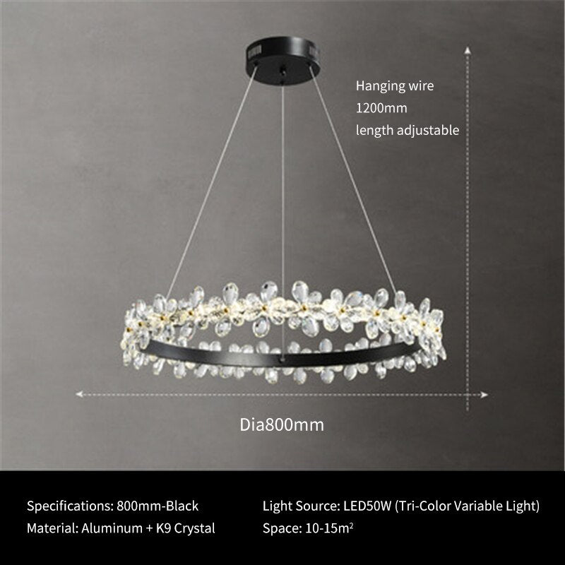 Luxurious K9 Crystal Flowery Halo Chandelier