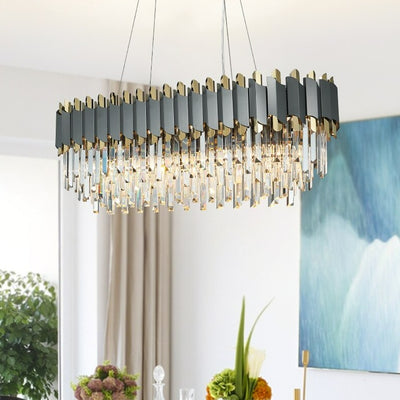 Luxurious Crystal Matt Black Chandelier