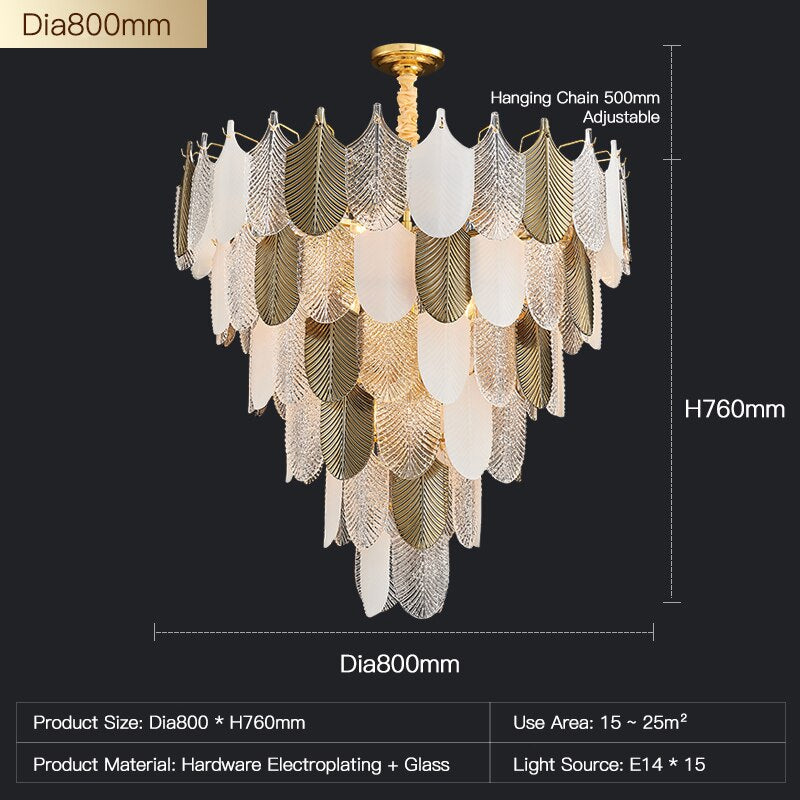 Luxurious Postmodern Golden Feathers Chandelier