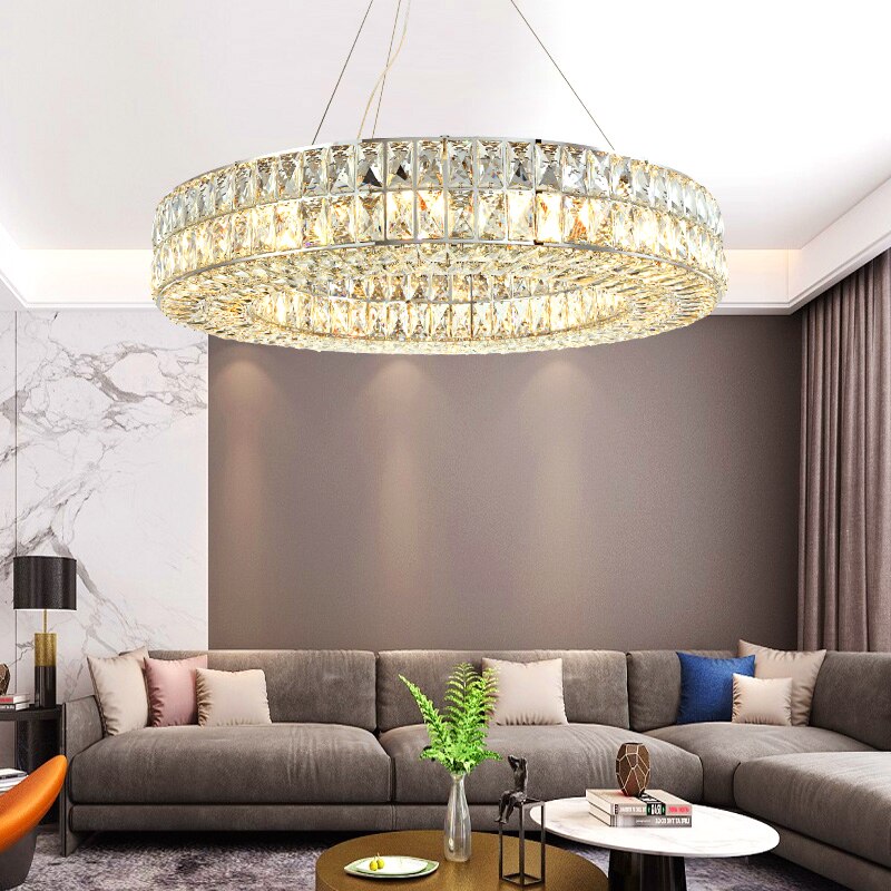 Luxurious Stainless Steel Golden Crown Chandelier