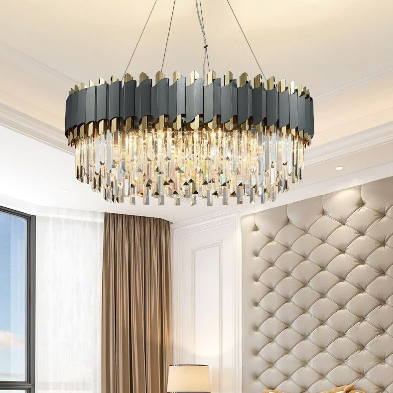 Luxurious Crystal Matt Circle Chandelier