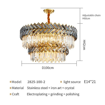 Luxurious Crystal Spiral Crown Chandelier