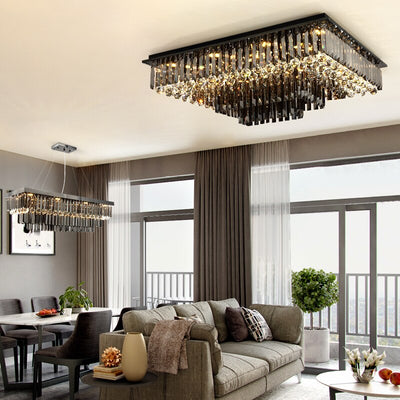 Luxurious Crystal Golden Plateau Chandelier