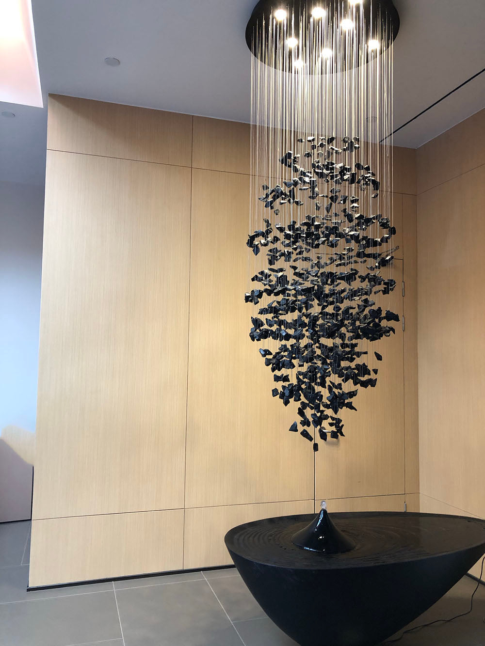 Stone Crystal Charcoal Tower Chandelier