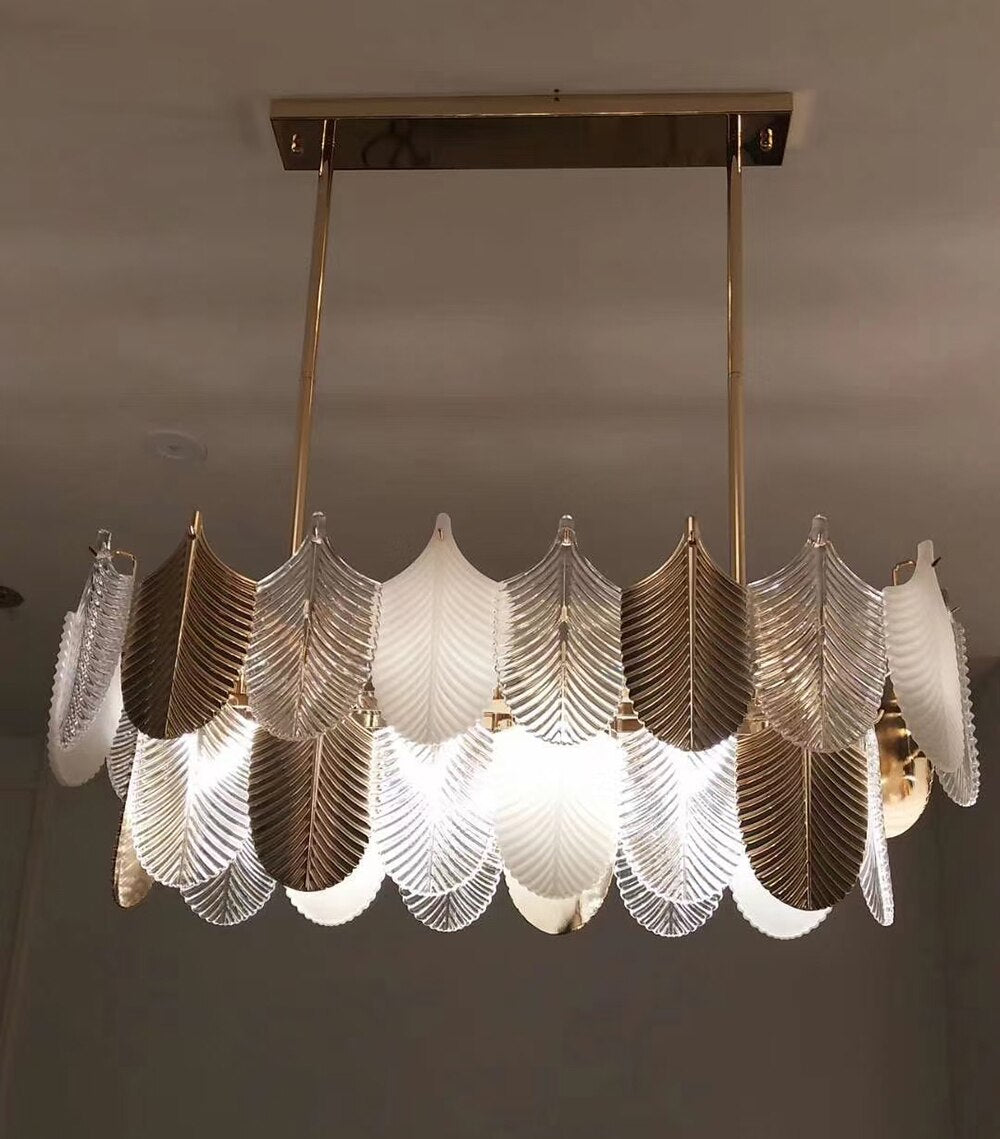 Luxurious Postmodern Golden Feathers Chandelier