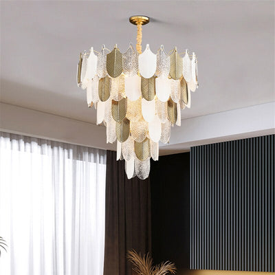 Luxurious Postmodern Golden Feathers Chandelier