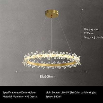 Luxurious K9 Crystal Flowery Halo Chandelier