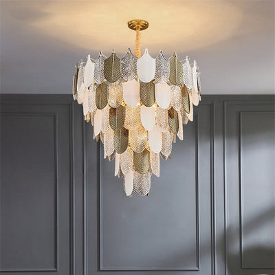 Luxurious Postmodern Golden Feathers Chandelier