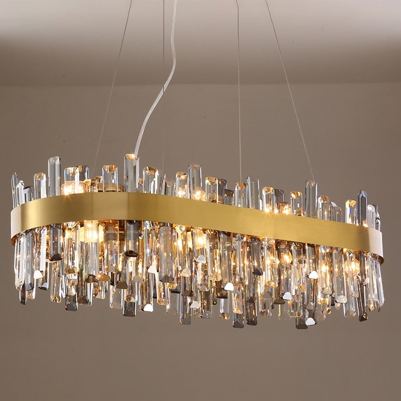 Luxurious Crystal Golden Amber Chandelier