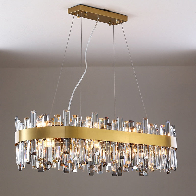 Luxurious Crystal Golden Amber Chandelier