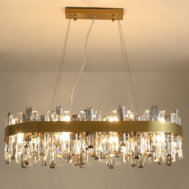 Luxurious Crystal Golden Amber Chandelier